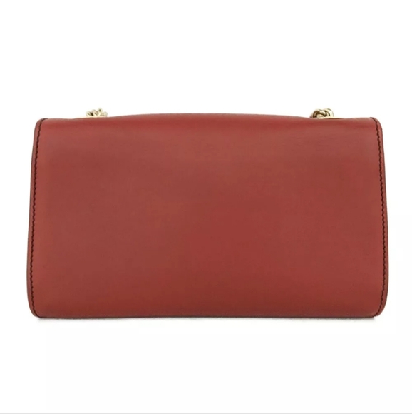 GUCCI Emily Horse Bit Leather Chain Shoulder Bag Red - Picture 4 of 11